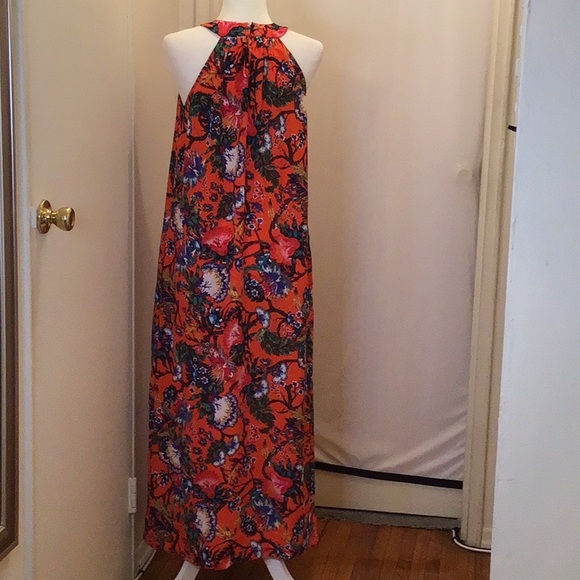 CATHRINES MALANDRINO MAXI ORANGE FLORAL DRESS SZ S - Picture 2 of 7